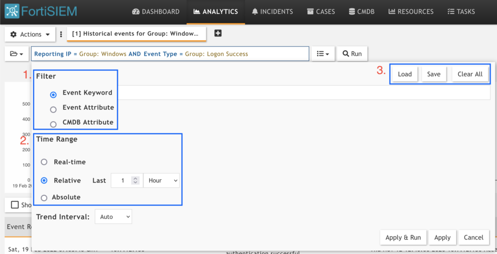 FortiSIEM analytics關聯分析使用說明