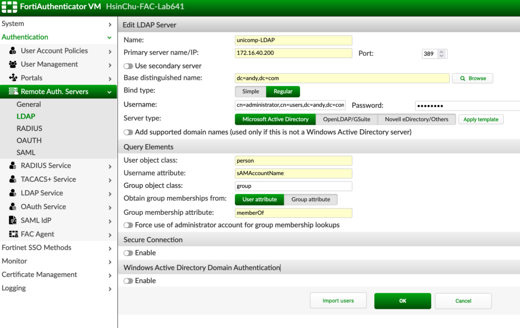 FortiAuthenticator整合SSL-VPN認證