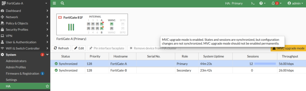 FortiGate Multi Version Cluster