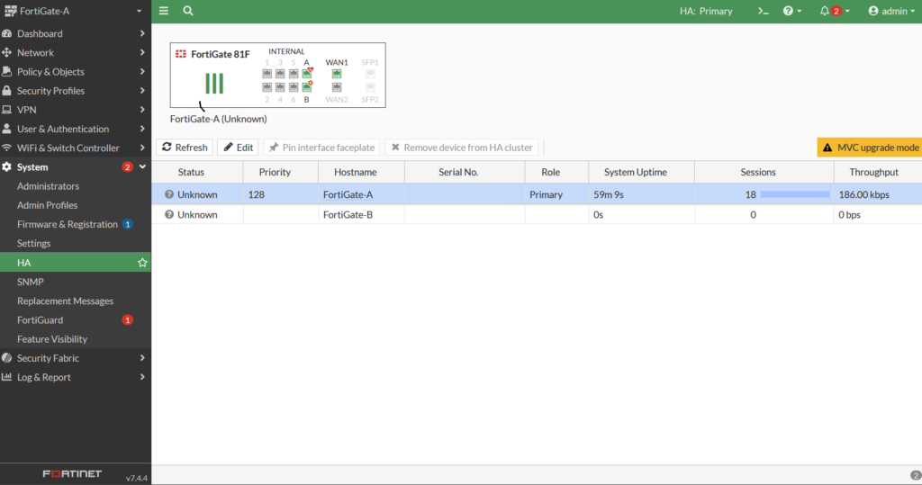 FortiGate Multi Version Cluster